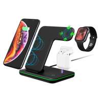 Top Selling 3in1 Universal Wireless Fast Charger For Applewatch All Qi Enabled Phones With Led Pedestal Charging Station